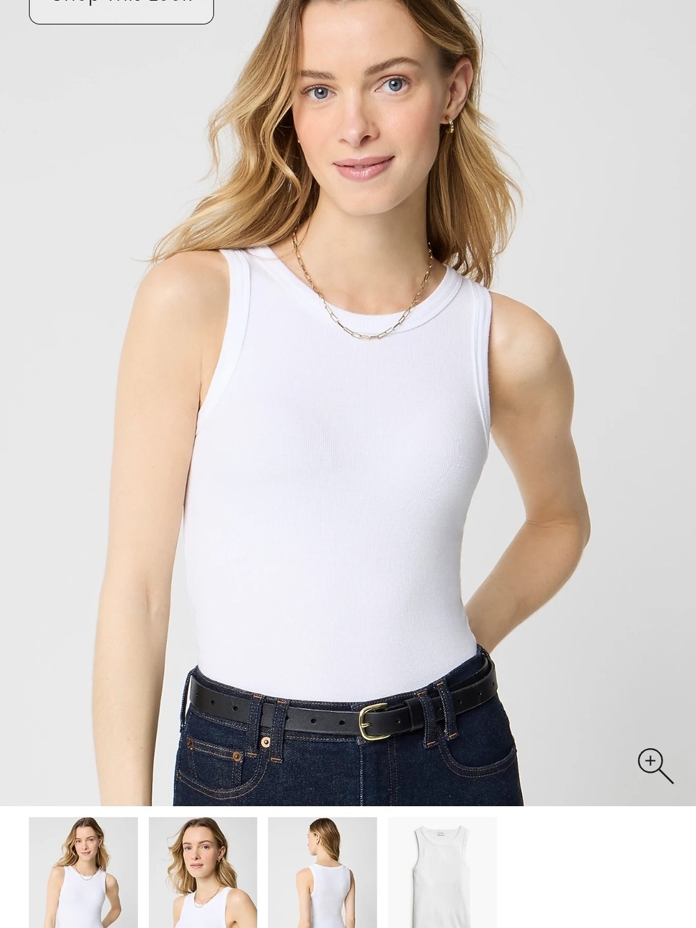 J. Crew White Ribbed Tank Top - Women's